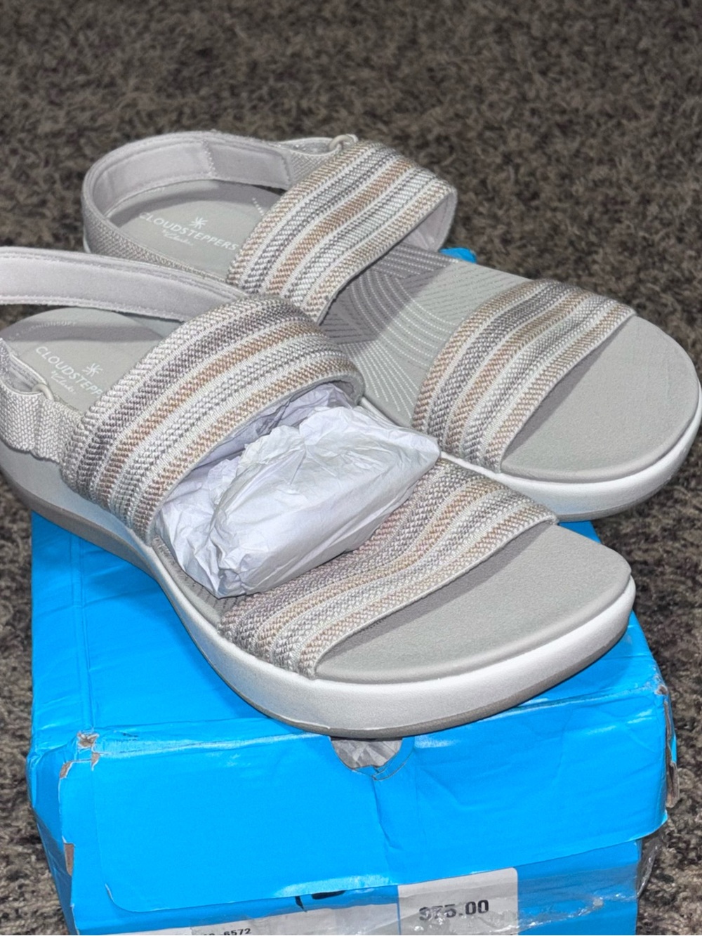Clarks Cloudsteppers Arla Stroll Sandals Slingback Heel Beige Women’s 12 Beige